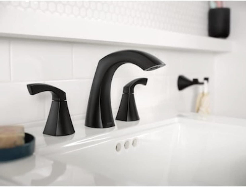 Moen Faucet BR WS HIARC LNDOR MBK2H 84504BL | High Arc, Lindor, 2-Handle, Bathroom