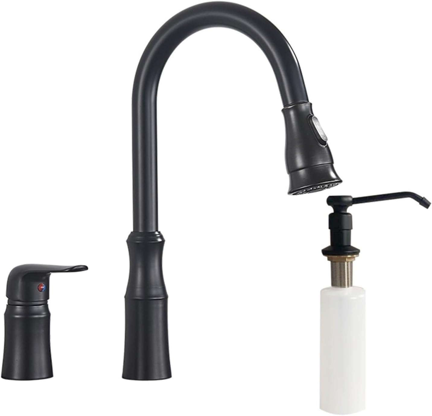 Brass Kitchen Faucet Pull Out Flexible Sink Mixer Taps Hot & Cold Water Mixer Cranes Water Saving Bathroom Faucets(Black A)
