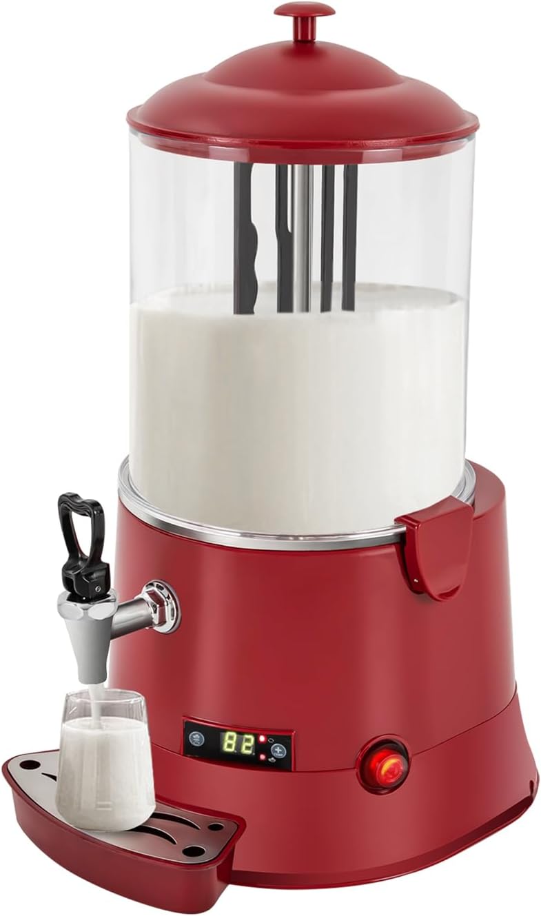 10L Commercial Hot Chocolate Maker Machine Chocolate Dispenser Warmer With Faucet 400W 110V Hot Beverage Warmer for Heating Chocolate Coffee Milk (10L-Red)