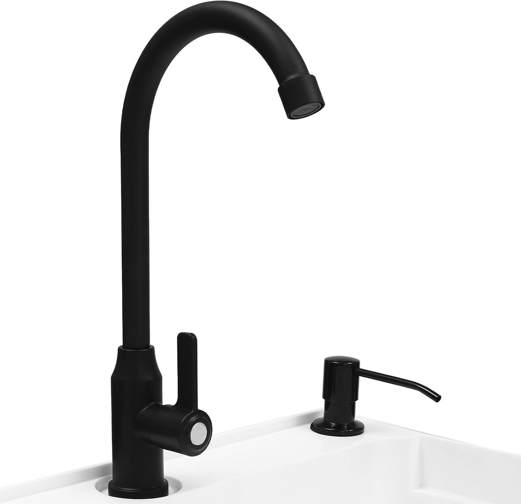 Freestanding Space Saver Utility Sink 19.68 * 19 * 33.07in kitchen Sink with Washboard Utility Sink with Cold and Hot Water Faucet, Hoses and Soap Dispenser for Laundry Room, Garage, Basement (White)