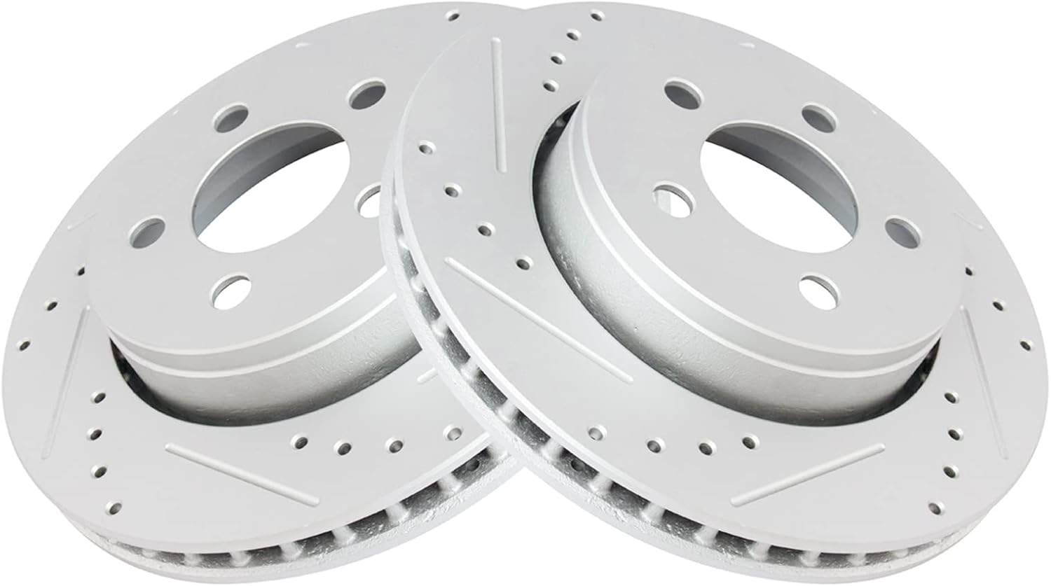 TRQ Performance Front Brake Pad and Rotor Set Ceramic Coated Drilled Slotted Vented Rotors Compatible with 2007-2011 Dodge Nitro 2008-2012 Jeep Liberty