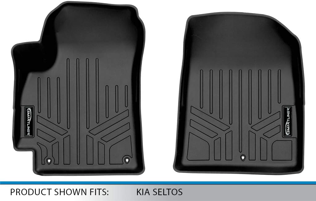 SMARTLINER All Weather Custom Fit Floor Mats 1st Row Liner Set Compatible with 2021-2023 Kia Seltos