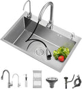 ARTLINE Stainless Steel Kitchen Sink, Drop In Single Bowl Sink, Topmount Workstation Sink with Sliding Accessories, Farmhouse Workstation sink with Multiple Accessories (21.7 x 17.7in)