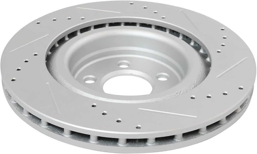TRQ Performance Front Brake Pad and Rotor Set Ceramic Coated Drilled Slotted Vented Rotors Compatible with 2005-2014 Chrysler 300 2006-2019 Dodge Challenger 2006-2018 Charger 2006-2008 Magnum