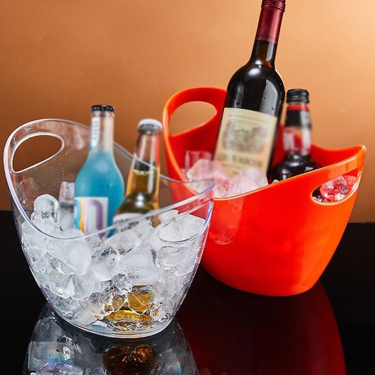 Keep Ice Frozen Longer ﻿Acrylic Ice BucketLarge Capacity Champagne BucketBar Pellet BucketFilled Bucket for parties(Yellow)