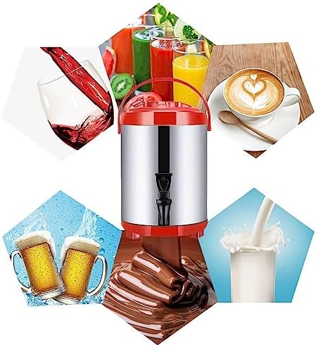 Stainless Steel Hot Water Dispenser with Faucet, 6L/8L/10L/12L Commercial Coffee Urn, Insulated Barrel for 10-12 Hours, Ideal for Catering, Tea & Coffee Service - Red 12L