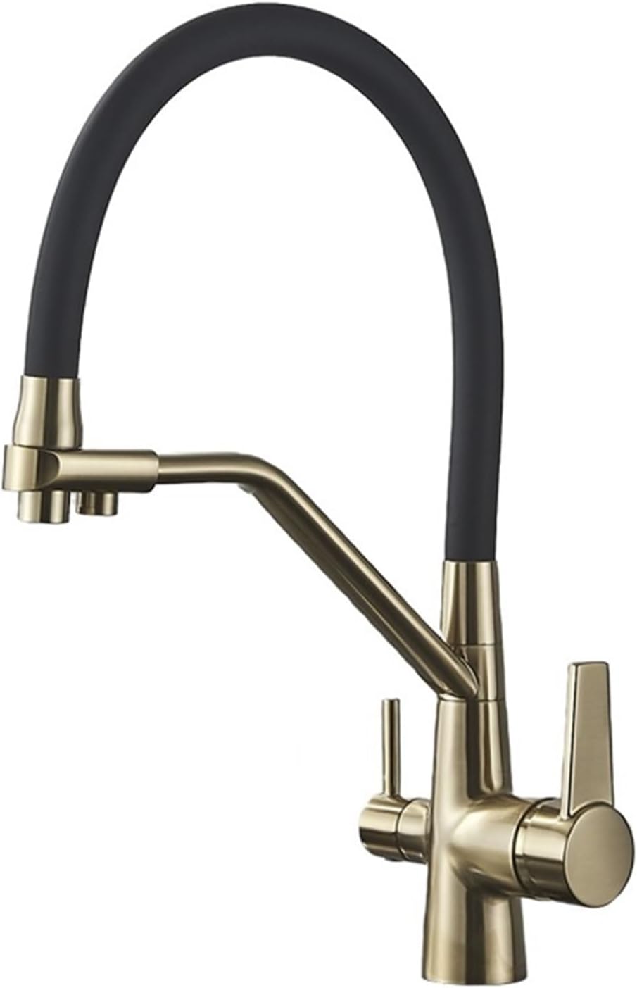 Filter Kitchen Faucet 360 ° Rotation Purification Kitchen Tap Household Sink Washing Faucet(Brushed gold)