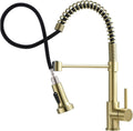 Brass Kitchen Faucet with Pull-Out Spring Spout-Single Lever Hot and Cold Water Mixer Tap(Brushed Nickel)