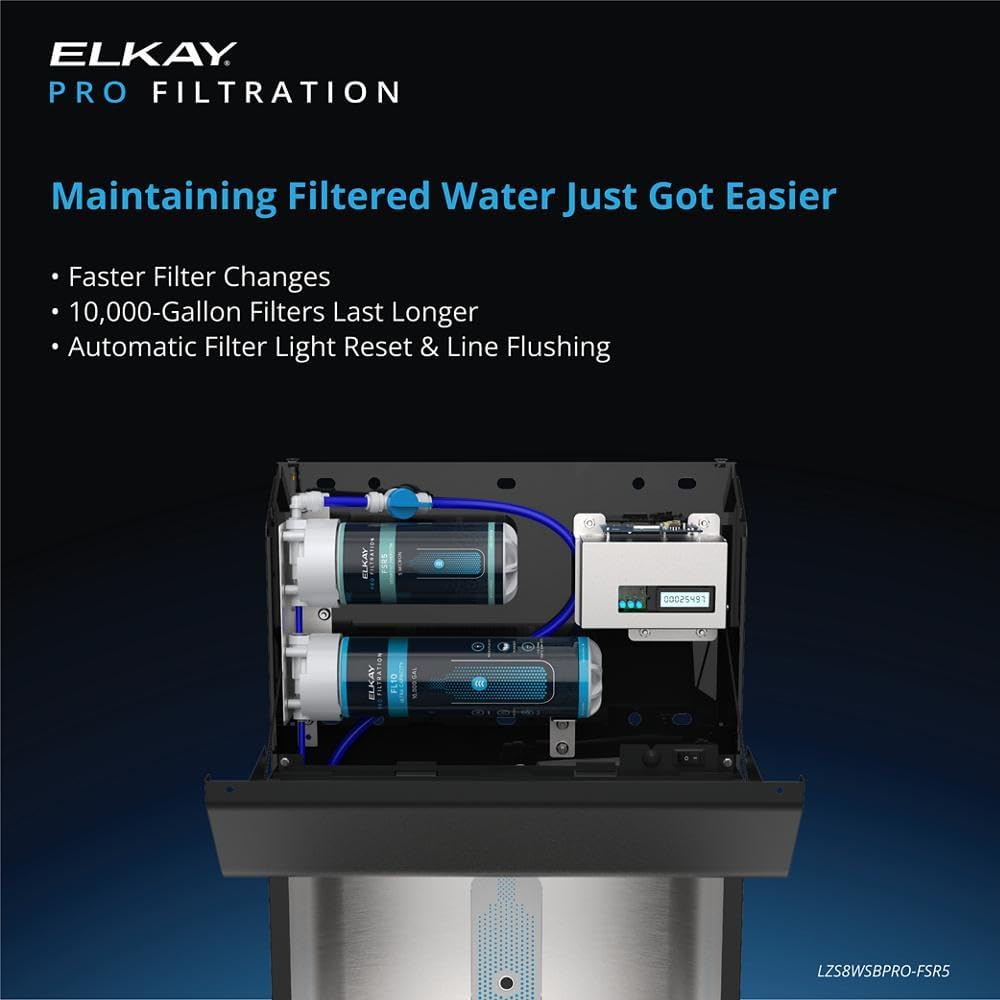Elkay Pro Filtration LZS8WSBPRO Bottle Filling Station & Single ADA Cooler Refrigerated Black