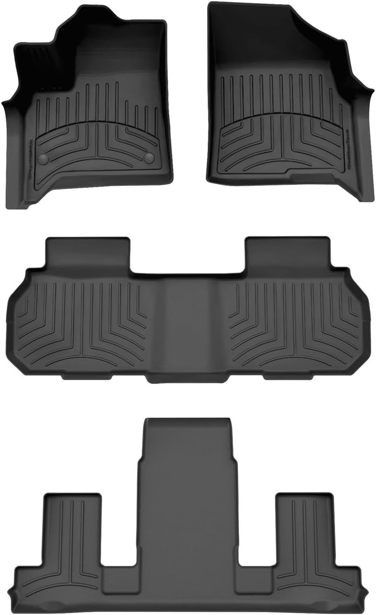 WeatherTech FloorLiner HP Custom Fit Floor Mats for Chevrolet Traverse, Acadia, Enclave - Full Set (441881-1-3-4IM), Black