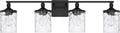 HomePlace Lighting 128841MB-451 Colton Mid-Century Clear Water Glass Bathroom Vanity Wall Light, 4-Light 400 Total Watts, 10' H x 34' W, Matte Black