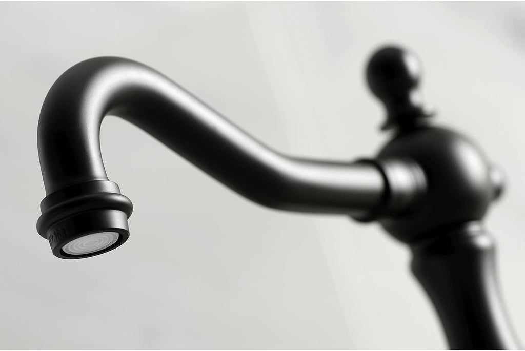 Kingston Brass KS1970AX Heritage Widespread Bathroom Faucet, Matte Black,8 x 7.56 x 7.44