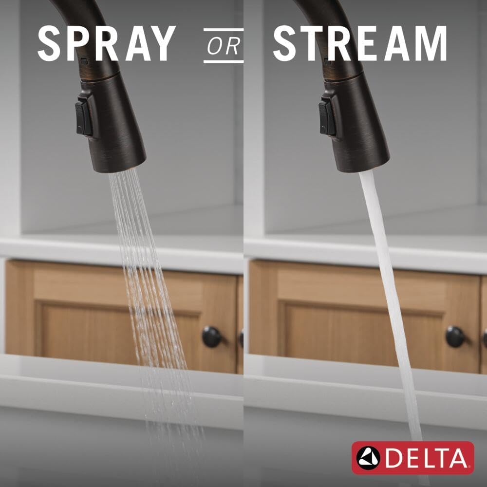 Delta Essa Touchless Kitchen Faucet with Touch Technology, Oil Rubbed Bronze Kitchen Sink Faucet with Pull Down Sprayer, Single Hole, Venetian Bronze 9113TL-RB-DST