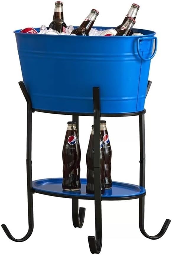 Iice Bucket, Camping Beer Ice Bucket Rack Portable Outdoor Bar Cooler Holder,Ice Bucket for Parties(Blue)
