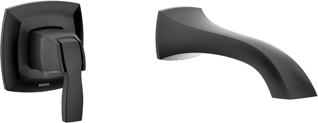 Moen WT691BL Voss Single Handle Wall Mount Tub Filler High Flow Tub Faucet with 10' Spout Reach
