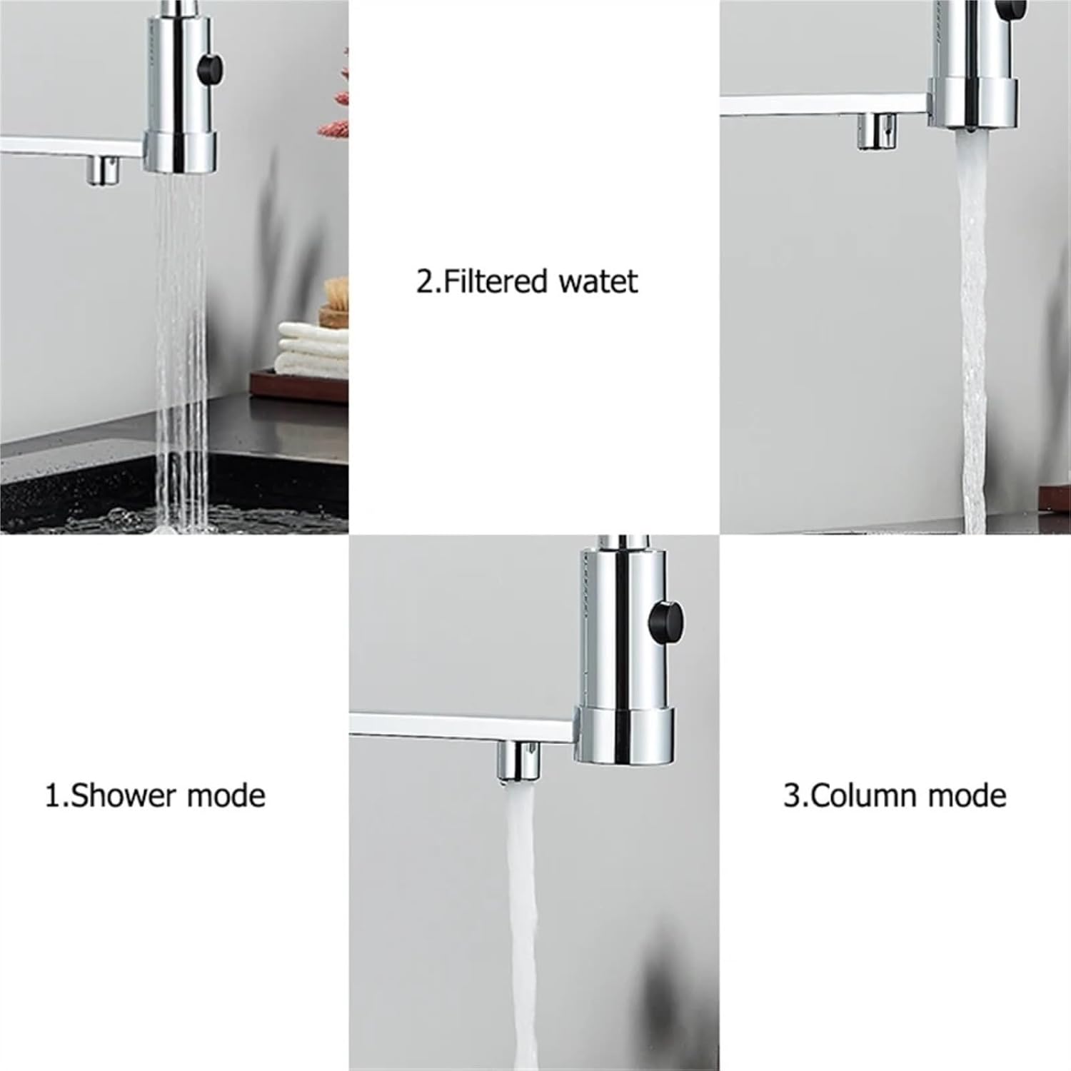 Filtered Kitchen Faucet Dual Handle Hot & Cold Drinking Water Purified Kitchen Mixer Taps(Black)