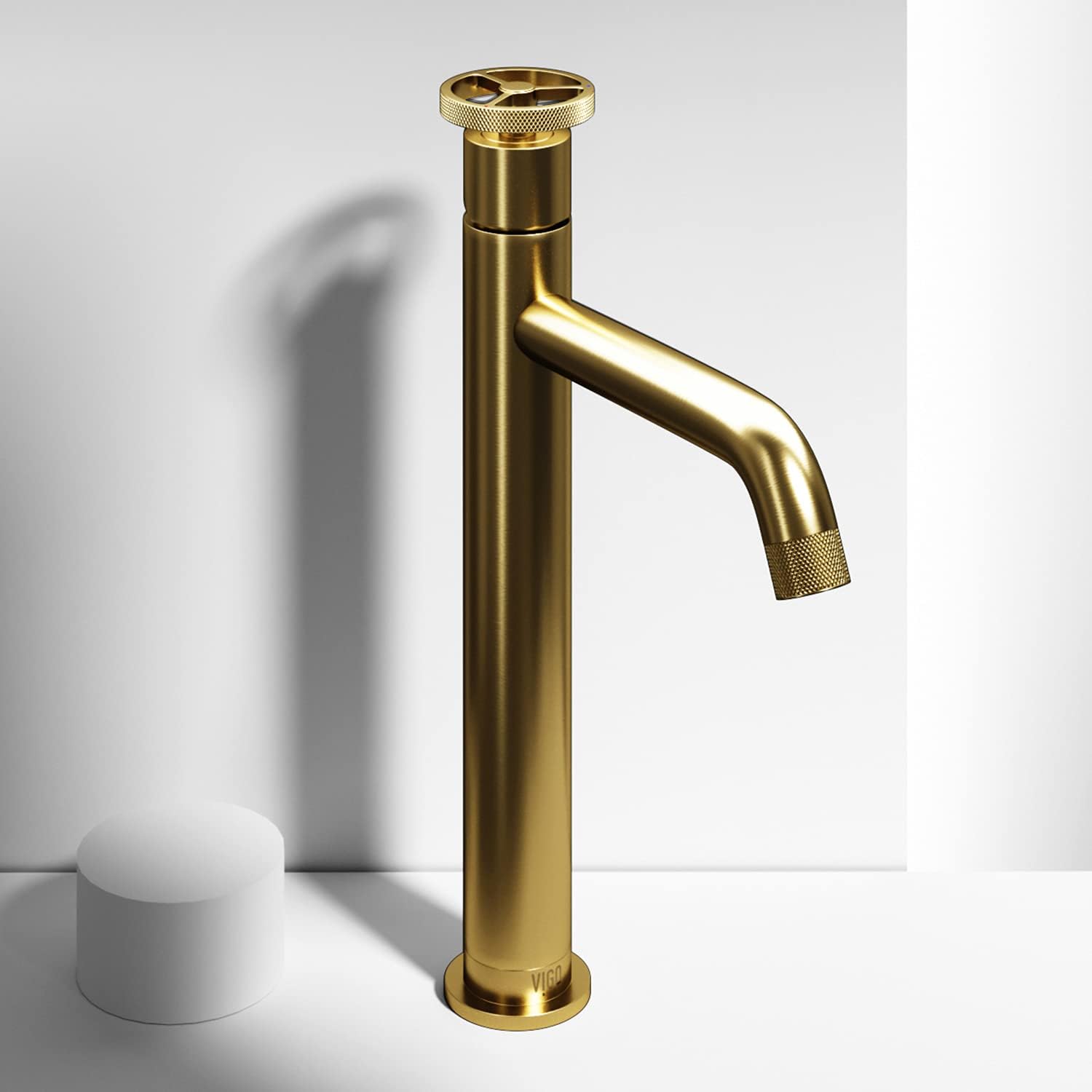 VIGO Cass Single-Handle Single-Hole Mount Vessel Bathroom Sink Faucet, 12-Inch, Matte Brushed Gold, Modern Design, Solid Brass, 1.2 GPM WaterSense & Ceramic Disc Valve, Corrosion-Resistant