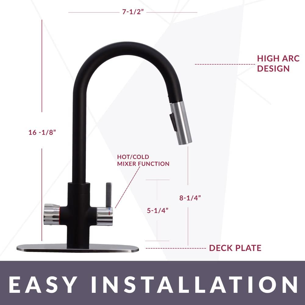 Westbrass BK13041-12 30' Single Bowl Reversible Apron Front Solid Surface Kitchen Sink with 4 in 1 Function Faucet, Dual Water Filters, Drain Basket and Soap Dispenser, Oil Rubbed Bronze