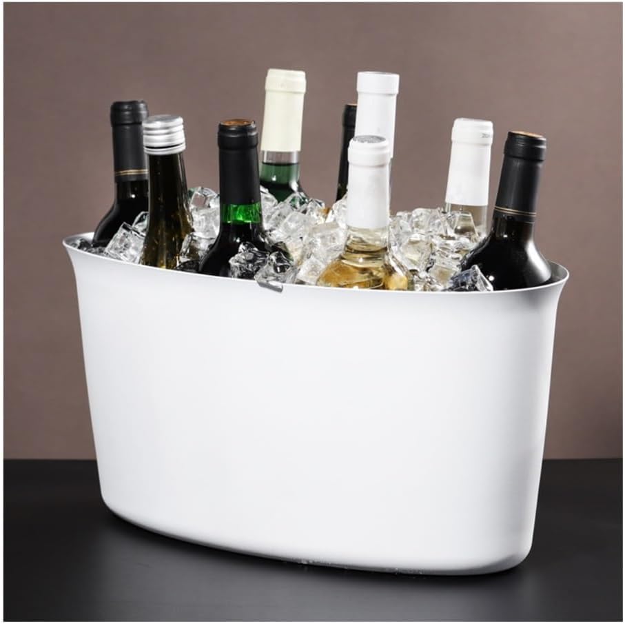 Ice Bucket, Large Champagne Ice Bucket Restaurant Wine Chiller Cooler Ice Buckets for Parties(White)