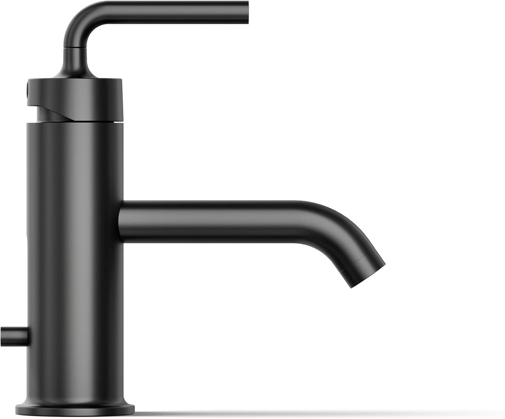 KOHLER K-14402-4A-BL Purist® Single-Handle Bathroom Sink Faucet, Straight Lever Handle, Bathroom Faucets, 1.2 GPM, Matte Black