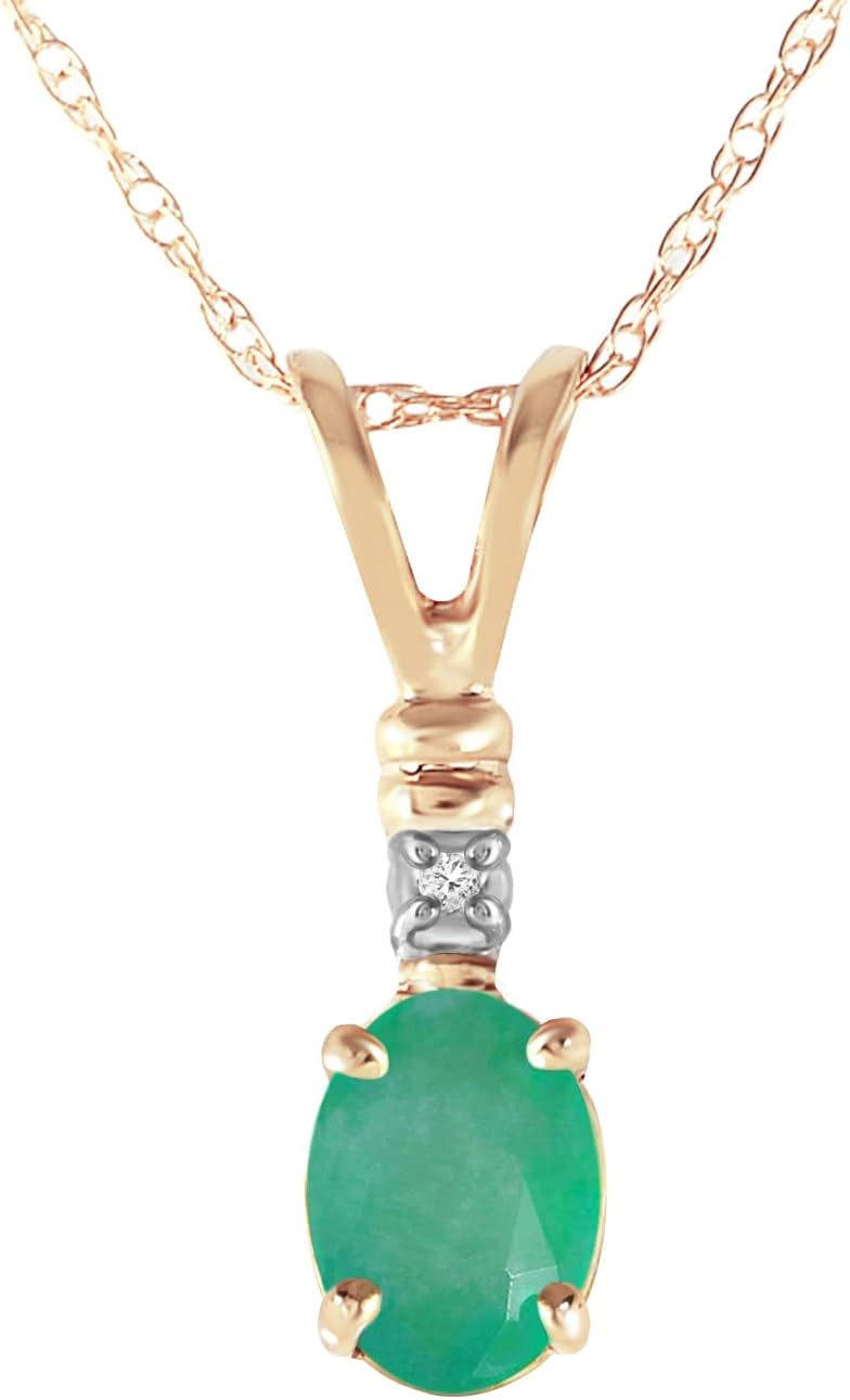 Galaxy Gold GG 14K Gold Necklace with Natural Diamond and Emerald