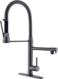 GIMILI Black Stainless Commercial Kitchen Faucet with Pull Down Sprayer Double-Headed Kitchen Faucets with Deck Plate