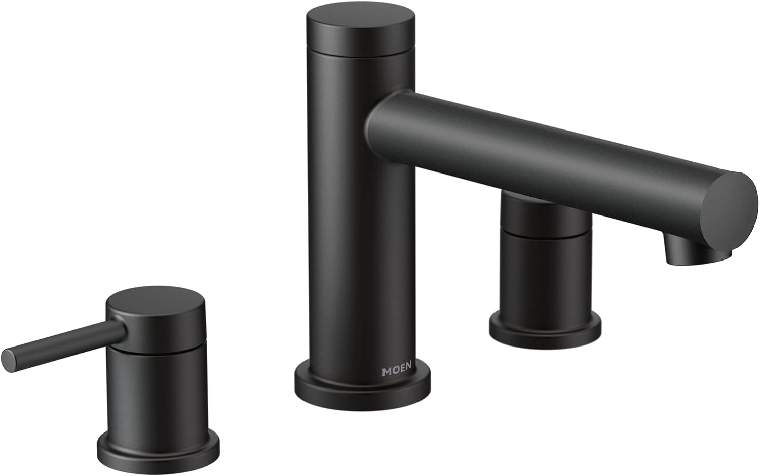 Moen T393BL Align 2-Handle Deck Mount Modern Roman Tub Faucet Trim Kit, Valve Required, Matte Black