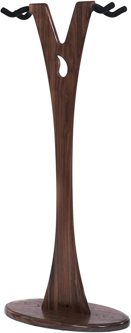 Ruach GS-1 Dual Acoustic and Electric Wooden Guitar Stand - Walnut