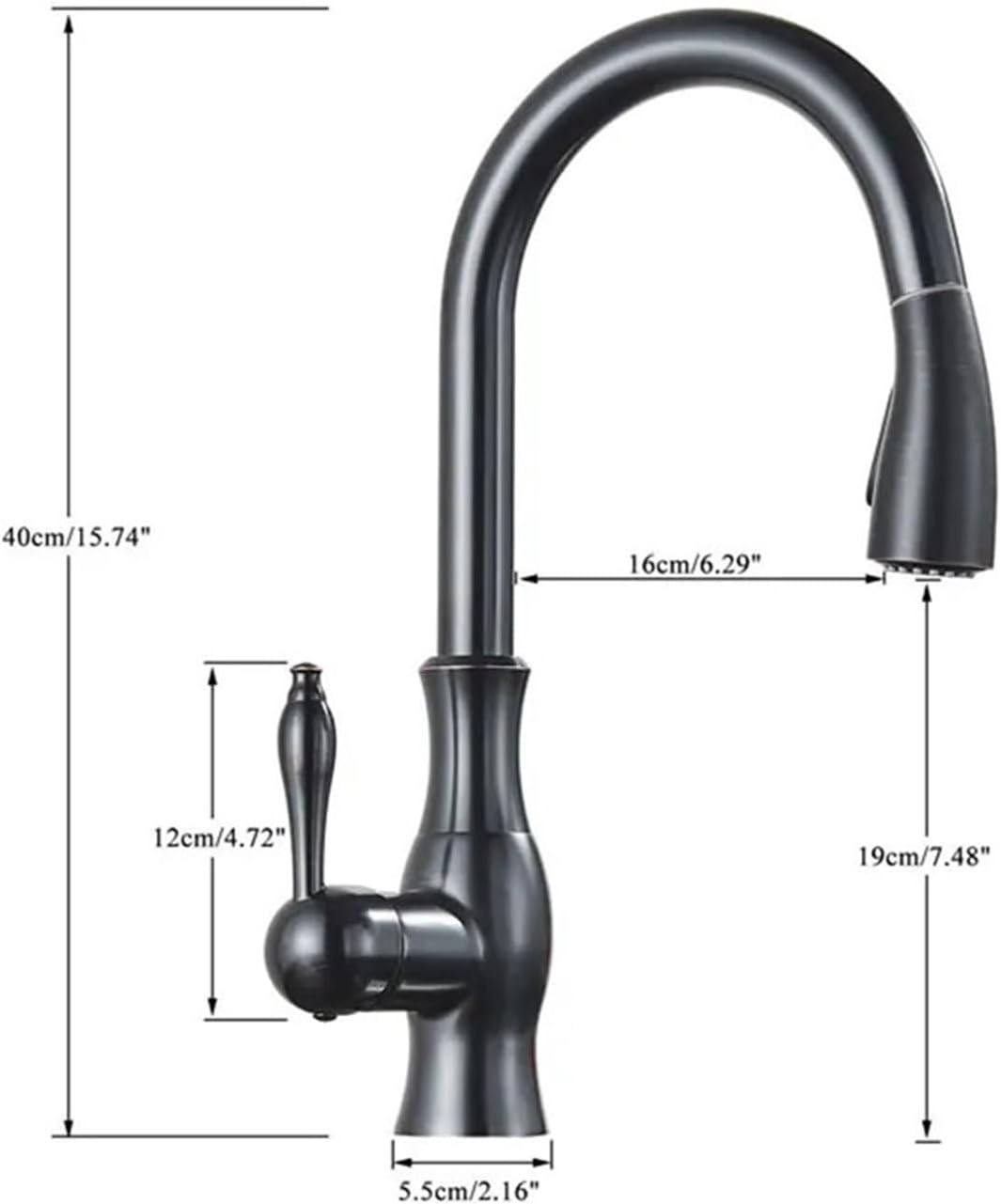 Kitchen Faucets Pull Out Kitchen Sink Mixer Tap Single Lever Hot Cold Water Mixer Tap(Matte Black)