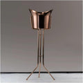 Keep Ice Frozen Longer Ice Bucket with Stand Stainless Steel Floor Wine Bar Vertical Cooler for Indoor and Outdoor for parties(Rose Gold)