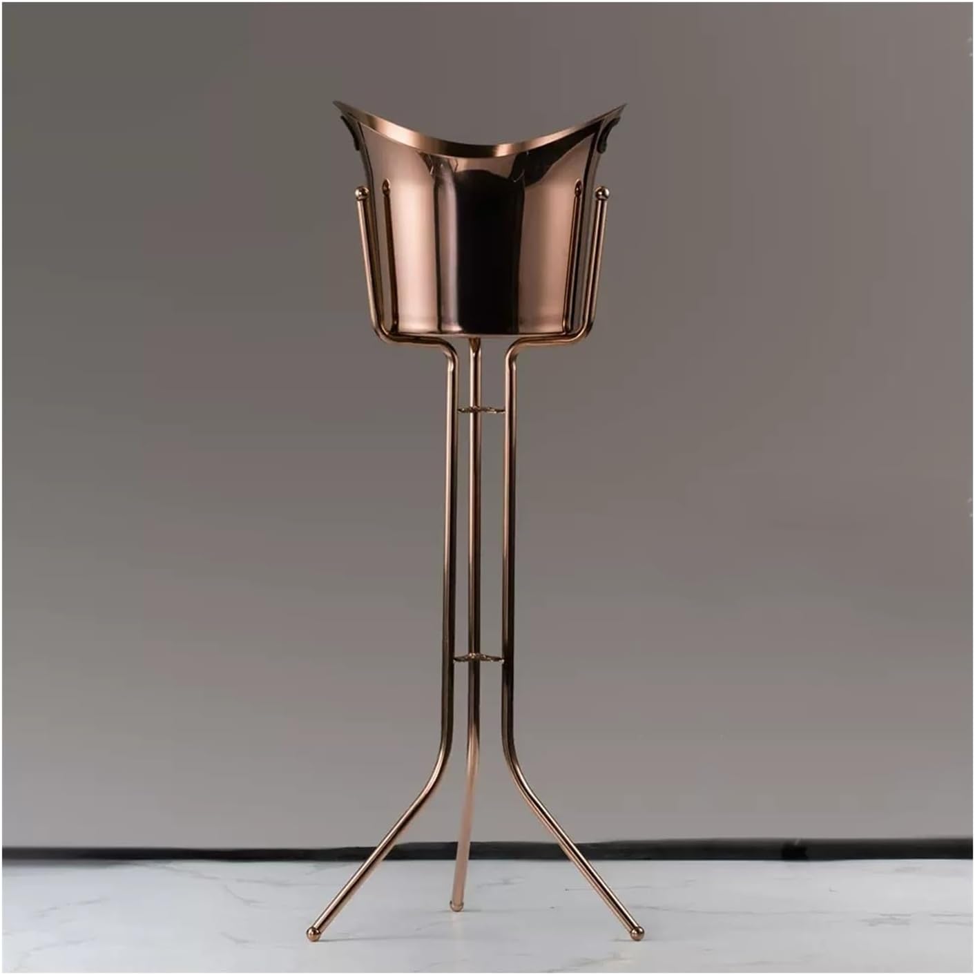 Keep Ice Frozen Longer Ice Bucket with Stand Stainless Steel Floor Wine Bar Vertical Cooler for Indoor and Outdoor for parties(Rose Gold)