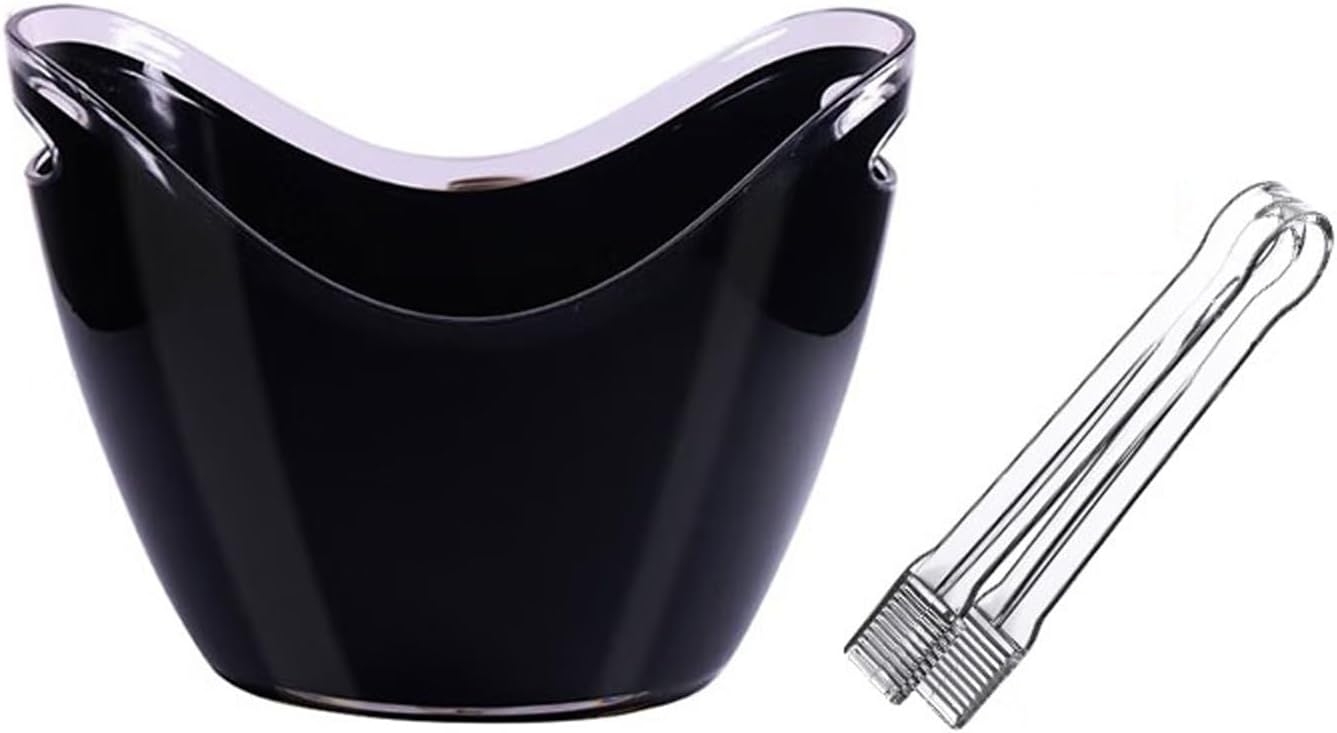 Ice Bucket 8 Liter Acrylic Ice Bucket with Ice Tongs, Plastic Tub Oval Storage Bucket Ice Buckets for 2 Wine or Champagne Bottles Ice Bucket Ice Buckets For Parties(Orange)