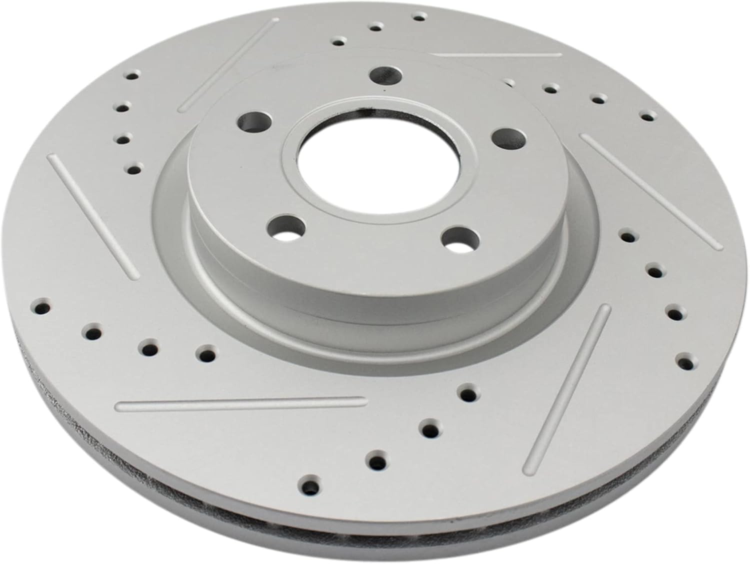 TRQ Performance Front Brake Pad and Rotor Set Ceramic Drilled Slotted Coated Vented Rotors Compatible with 13-17 Ford C-Max 13-19 Escape 08-13 Volvo C30 06-12 C70 04-11 S40 05-11 V50