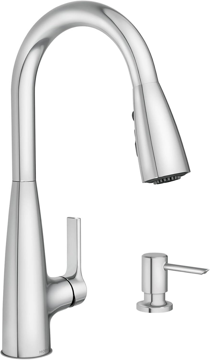 Moen Haelyn Pulldown Kitchen Faucet with Power Boost, 87627 | Pulldown sprayer, Power Boost technology, Soap dispenser included, Chrome finish, High arc faucet