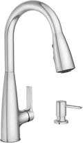 Moen Haelyn Pulldown Kitchen Faucet with Power Boost, 87627 | Pulldown sprayer, Power Boost technology, Soap dispenser included, Chrome finish, High arc faucet