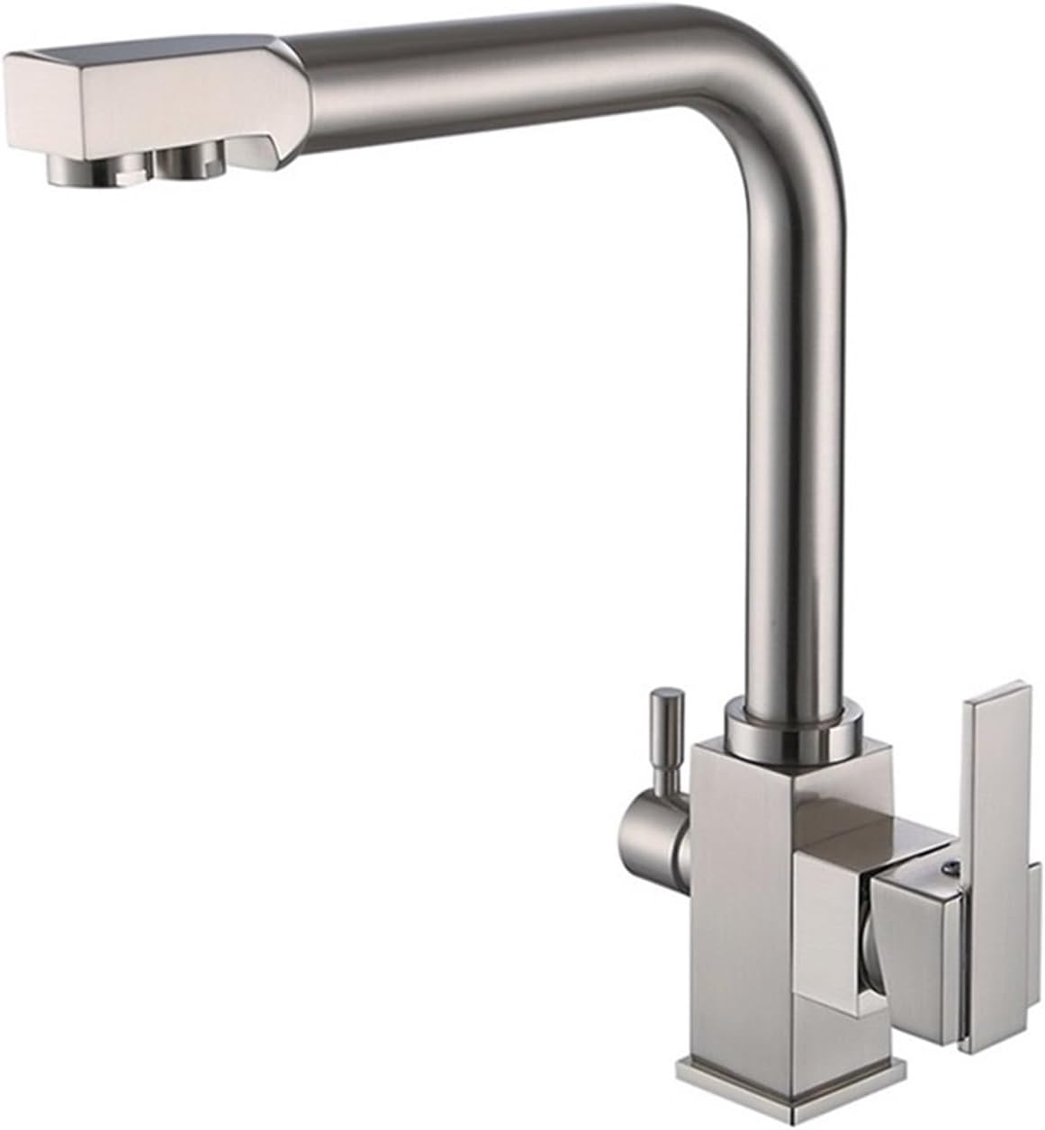 Filtered Water Faucet with Dual Outlet Kitchen Purified Water Hot and Cold Faucet Vegetable Basin Sink Tap(Brushed Nickel)