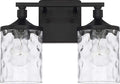 HomePlace Lighting 128821MB-451 Colton Mid-Century Clear Water Glass Bathroom Vanity Wall Light, 2-Light 200 Total Watts, 10' H x 13' W, Matte Black
