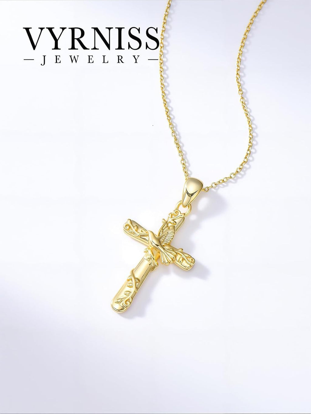 18K Gold Cross Pendant for Women Gold Cross Necklace 18K Gold Jewelry Religious Gift