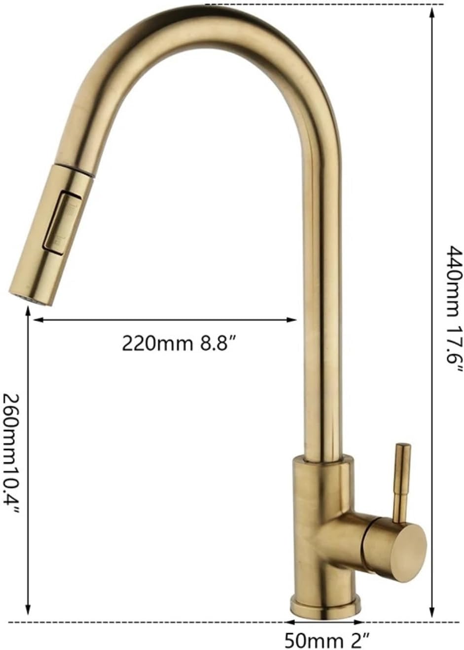 Pull Down Brushed Gold Touch Kitchen Faucet Smart Sensor Cold and Hot Mixer Water Tap