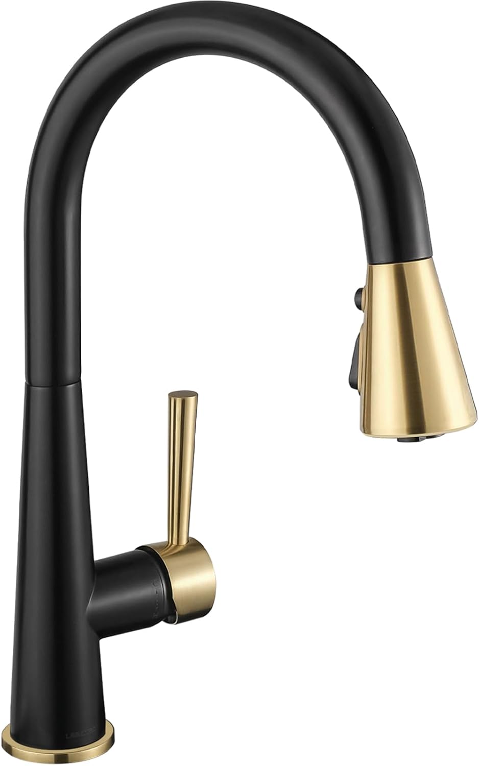 Kitchen Faucet with Pull Down Sprayer, Lava Odoro Matte Black and Brushed Gold Kitchen Sink Faucet, Black and Brass Faucet for Kitchen Sink with Magnetic Docking Spray Head and Deck Plate, KF321-GB