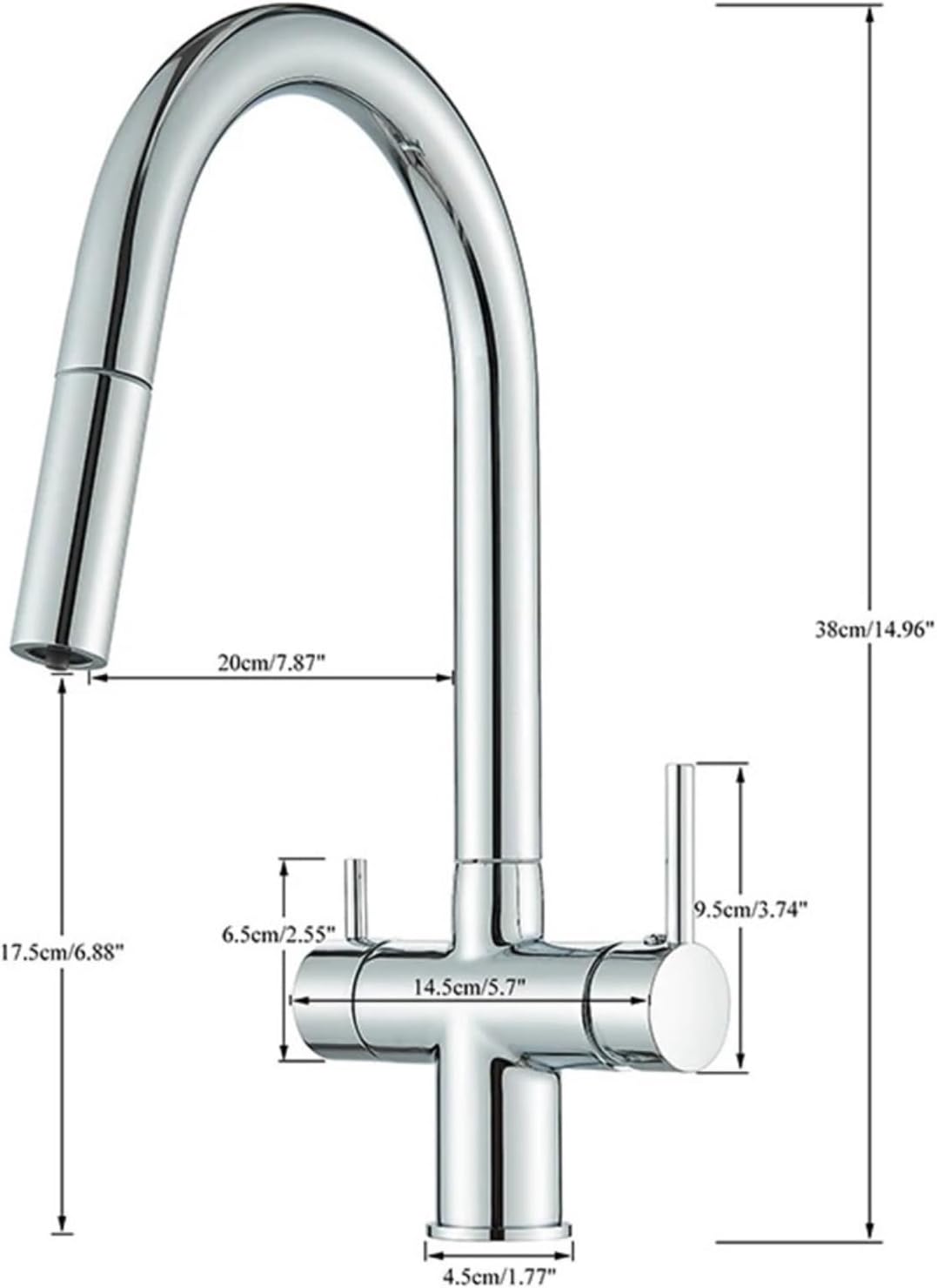 Kitchen Faucet 360 Degree Rotate Hot Cold Mixer Kitchen Taps Dual Handle Drinking Water Tap(Matte Black)