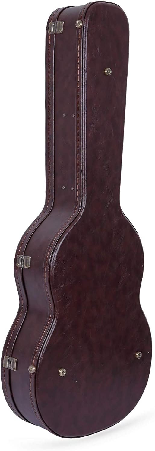 Crossrock Wooden Classical Guitar Case for 4/4 Full Size | Arched Top Design, Plush Interior, Metal Latches, Storage Compartment – Durable Hard Shell-Vintage Brown (CRW600CBR)