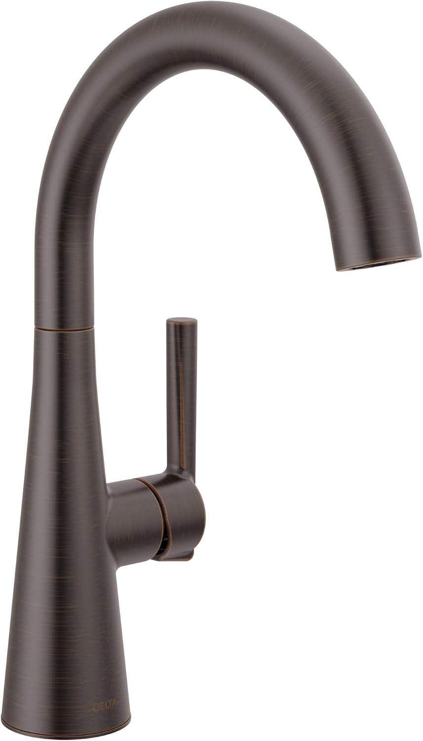 Delta Modern Oil Rubbed Bronze Single Hole Bar Sink Faucet, Single Handle Prep Sink Faucet, Venetian Bronze 14882LF-RB