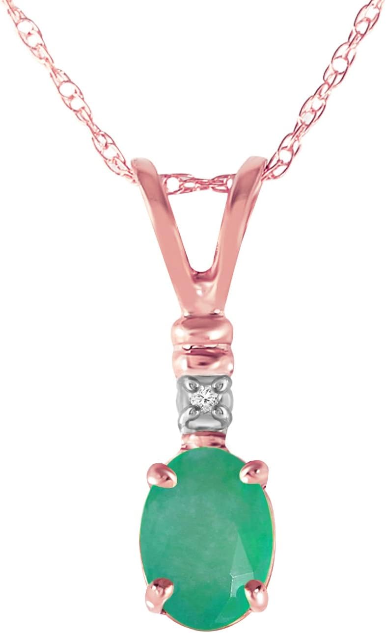Galaxy Gold GG 14K Gold Necklace with Natural Diamond and Emerald