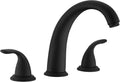 SUMERAIN Matte Black 3 Hole Deck Mounted Widespread Roman Tub Faucet Set with Valve, Classic