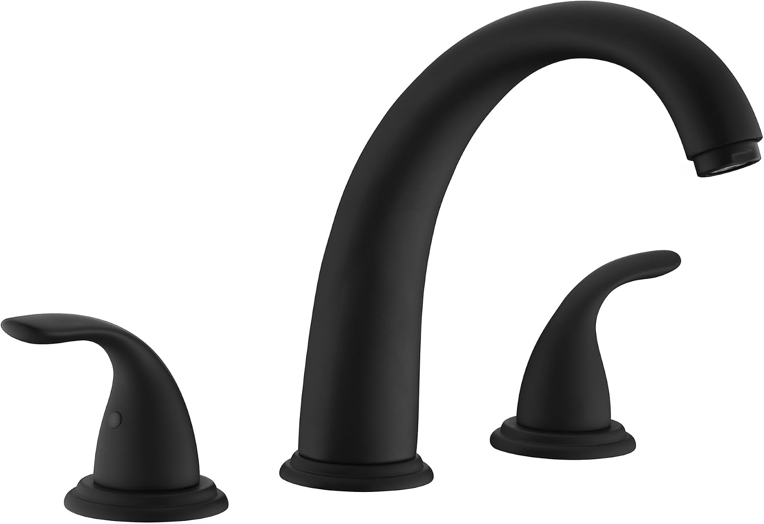 SUMERAIN Matte Black 3 Hole Deck Mounted Widespread Roman Tub Faucet Set with Valve, Classic