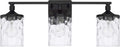 HomePlace Lighting 128831MB-451 Colton Mid-Century Clear Water Glass Bathroom Vanity Wall Light, 3-Light 300 Total Watts, 10' H x 24' W, Matte Black