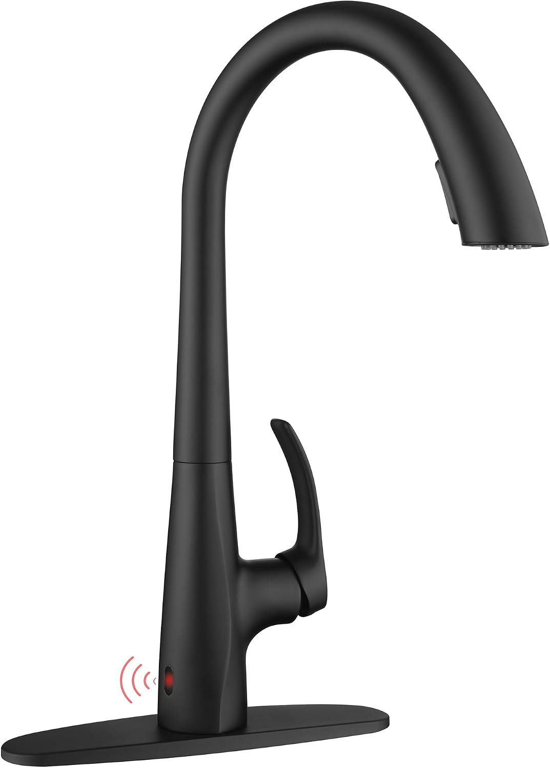 Matte Black Touchless Kitchen Faucet with Pull Down Sprayer, Single Handle Motion Sensor Kitchen Faucet 1 Hole, Stainless Steel Hands Free Black Kitchen Faucet for Sink 1 or 3 Hole
