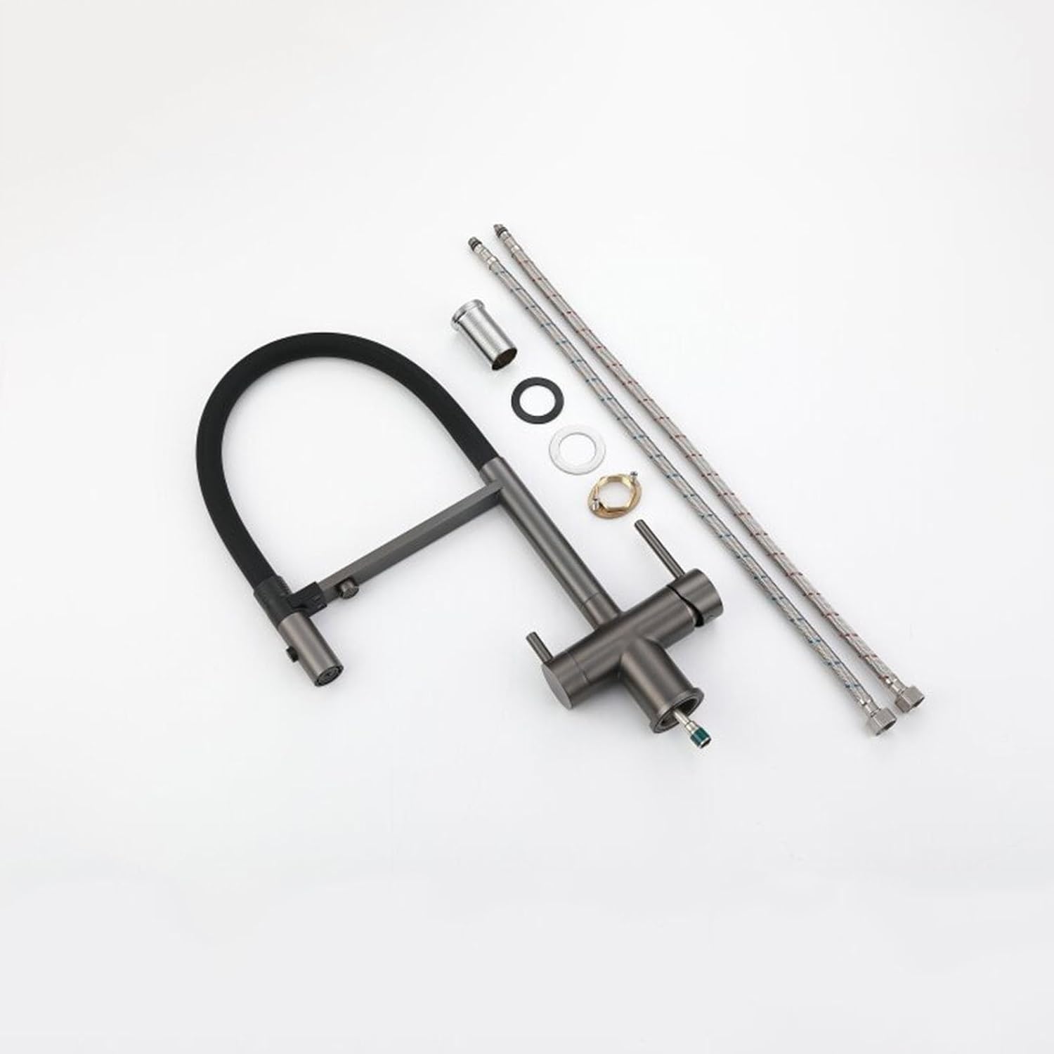 Flexible Faucet for Kitchen Sink 360° Rotation 3-in-1 Kitchen Faucet with Drinking Water Spout Single Hole,Chrome Plated