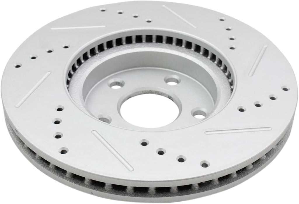 TRQ Performance Front Brake Pad and Rotor Set Ceramic G Coated Drilled Slotted Rotors Compatible with 2013-2020 Ford Fusion 2013-2016 Lincoln MKZ